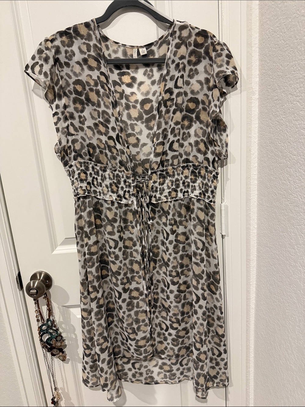 Cato Leopard Print sheer overlay/bathing suit coverup.